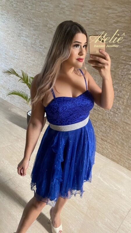 Vestido Azul Midi Festa Vestido Azul ...