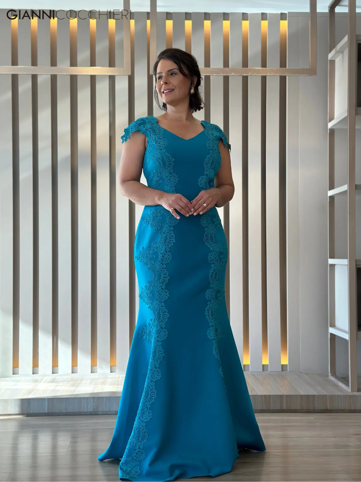 Vestido de festa longo verde sereia com ...