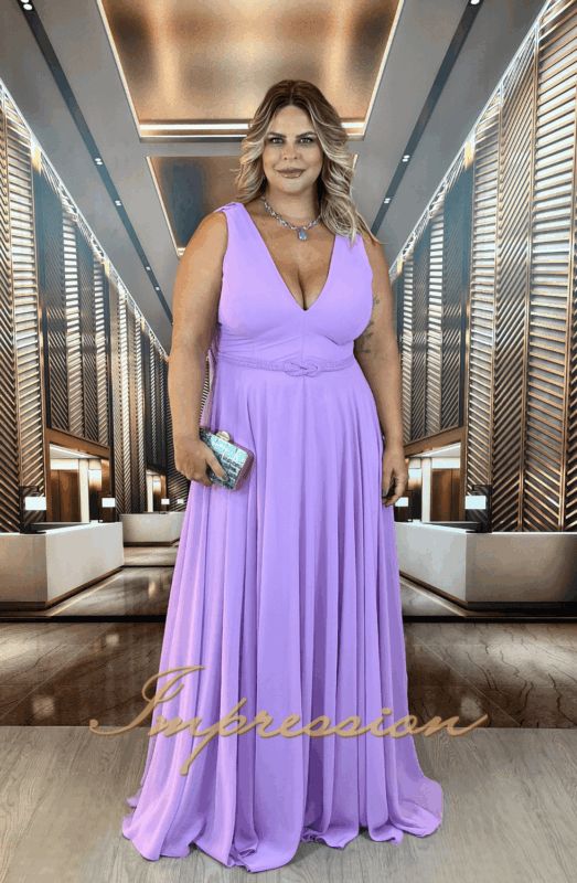 Vestido de Festa Longo Plus Size Lilas ...