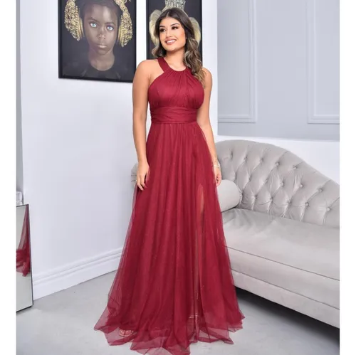 Vestido Festa Nadador Bordo Com Fenda ...