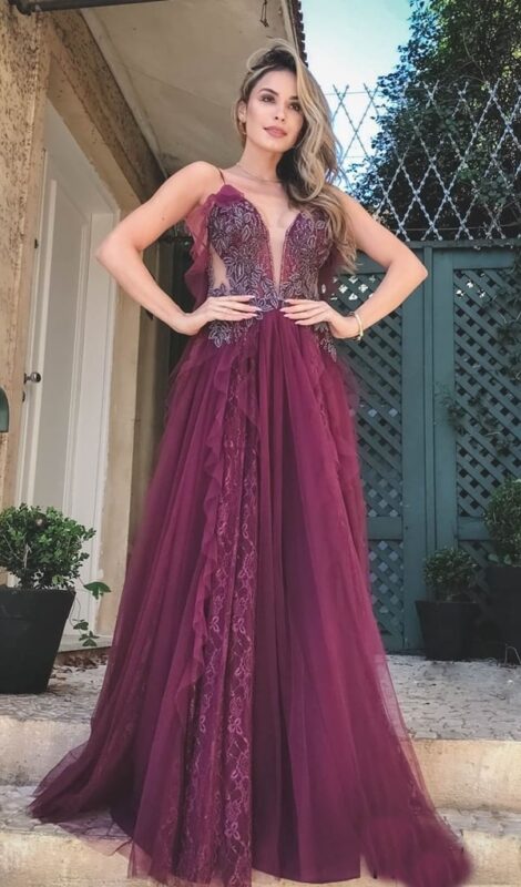Vestido de formatura cor de vinho clearance