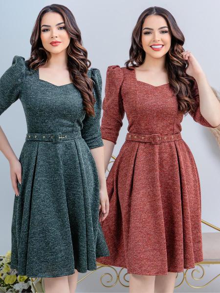 Vestido Midi Gode Rodado com Cinto ...