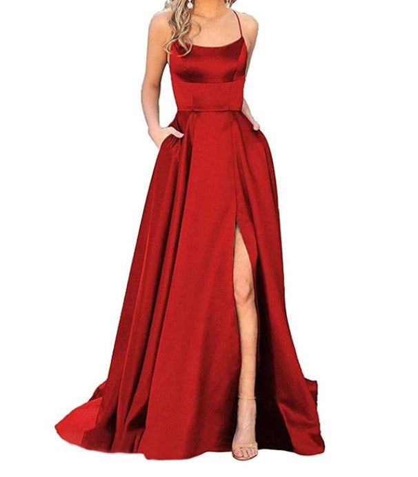 Cetim Vestido Vermelho Longo Formatura ...