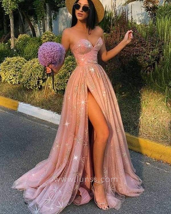 Vestido de formatura linha A de tule ...