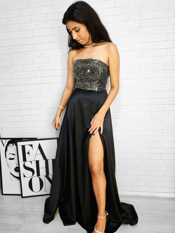 Vestido de festa longo preto tomara que ...