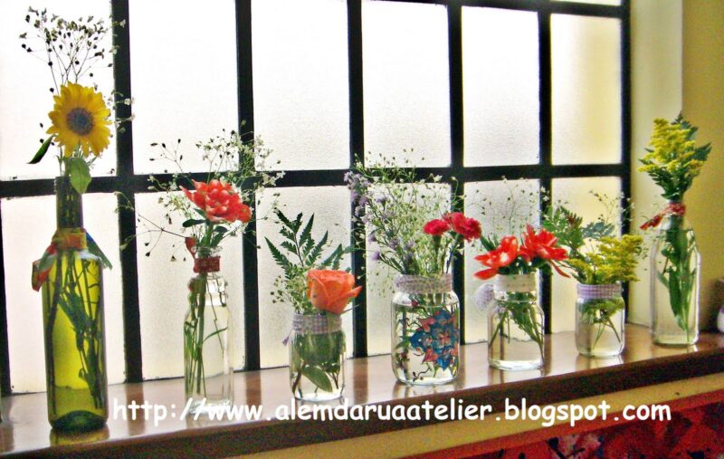 potes de vidro! Flores para alegrar ...
