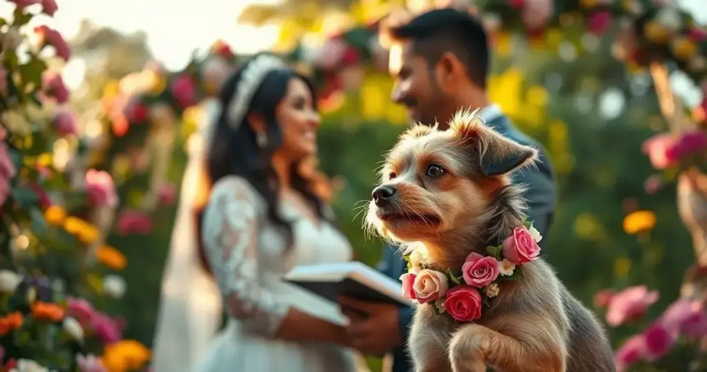 animal de estimação no casamento