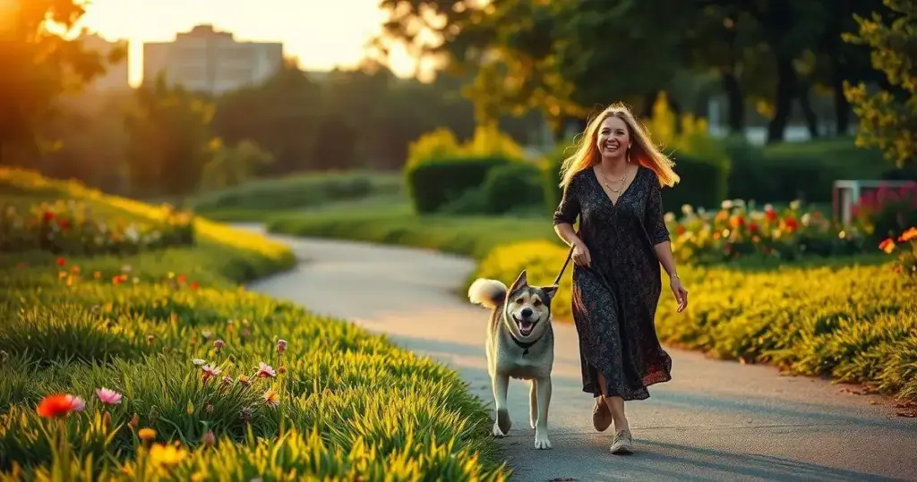 caminhada com o cachorro