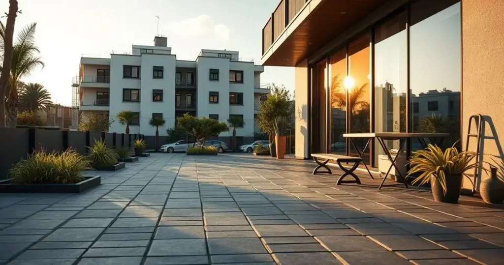 construção de calçada com piso intertravado
