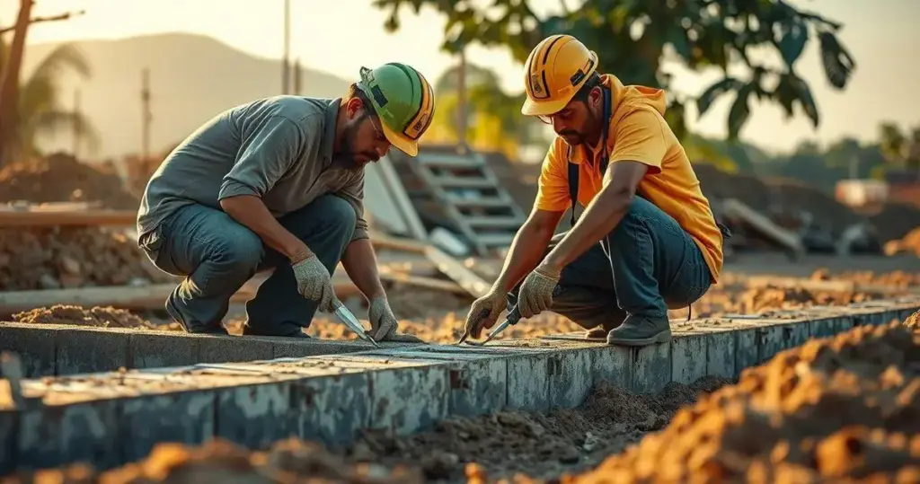 construção de fundação sapata corrida armada