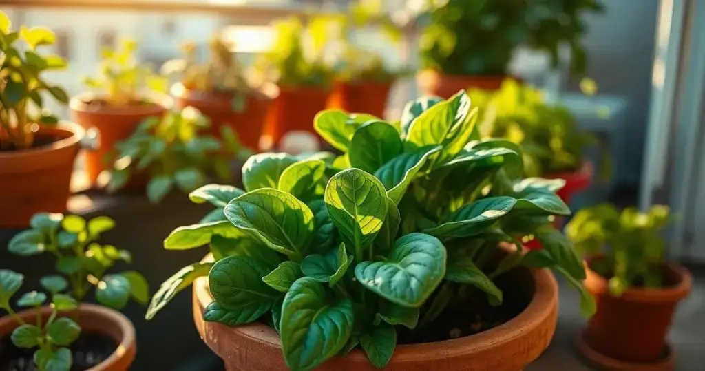 cultivar espinafre em vaso