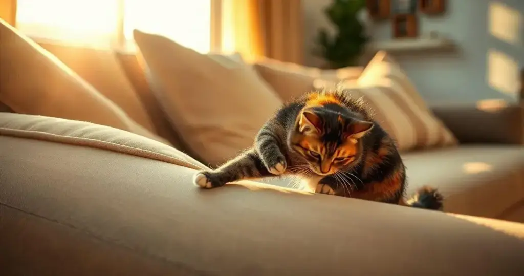 gato arranhando o sofá