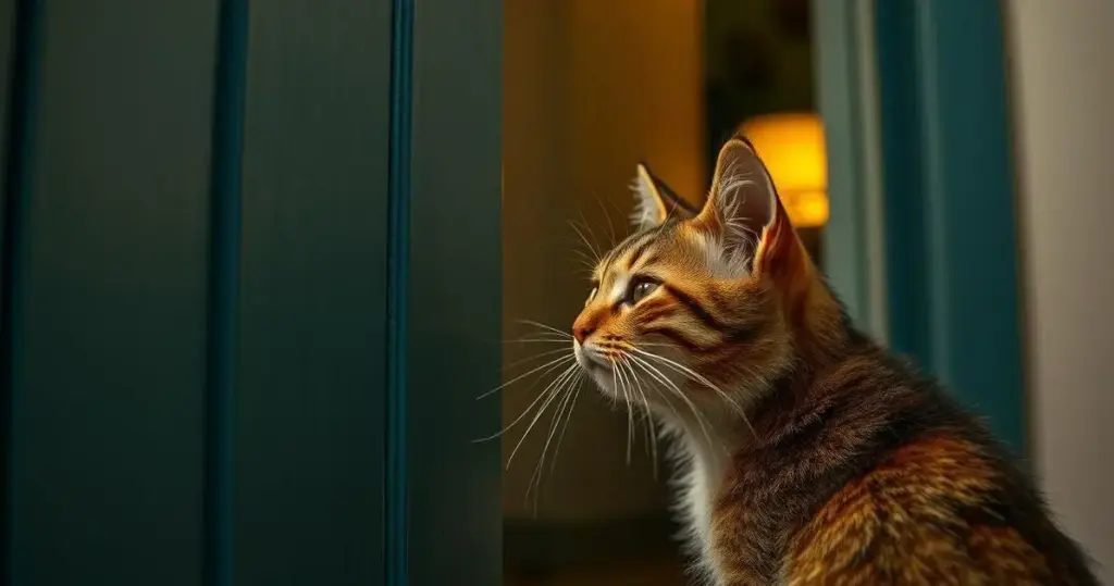 gato mia para entrar no quarto