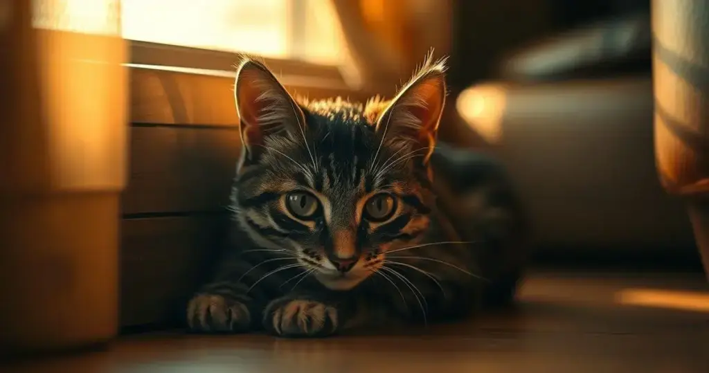 gato se escondendo