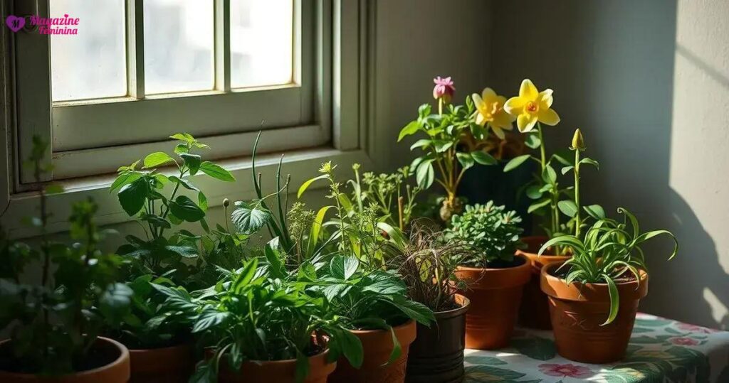 horta em apartamento pouca luz