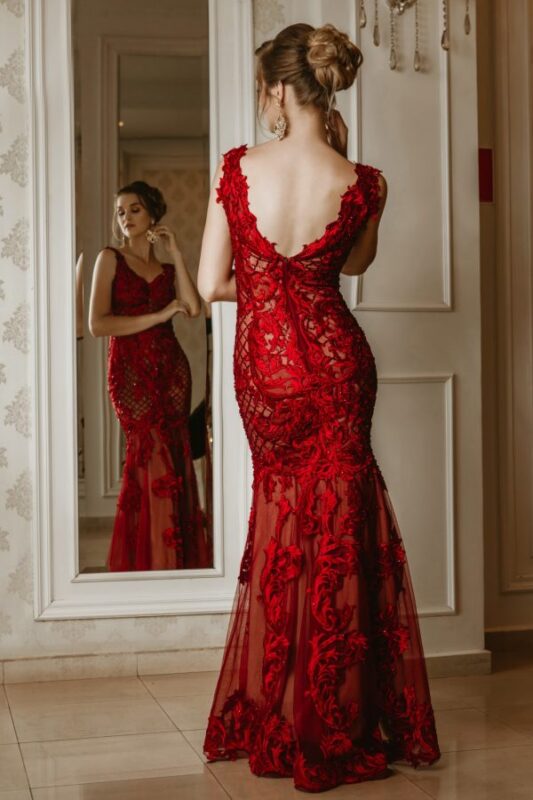 VESTIDO DE FESTA SEREIA TULE MARSALA ...