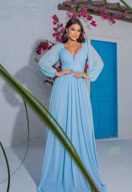 Manga Vestido Longo Manga Longa ...