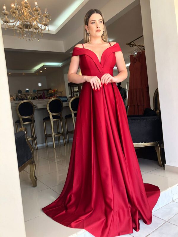 Vestido de festa longo, ombro a ombro ...