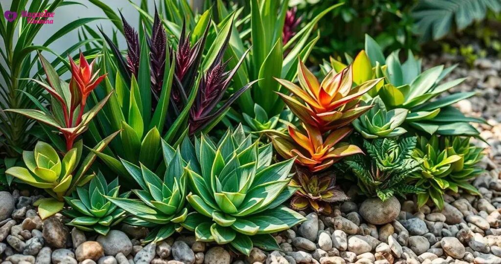 jardim de inverno pequeno com plantas e pedras