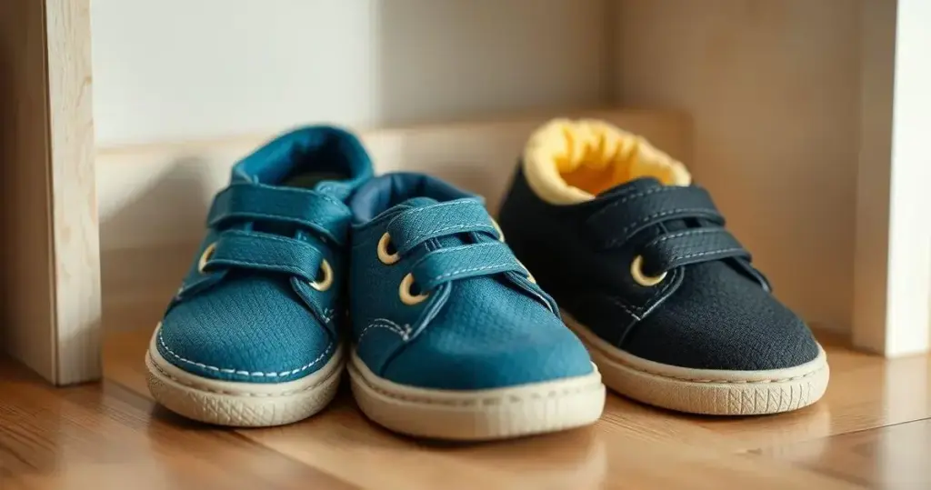 organização de sapatos infantis