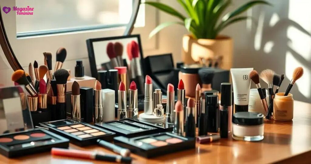 organizar maquiagem e produtos de beleza